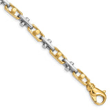 14K Two-tone 5.8mm Hand-polished Fancy Link Bracelet-WBC-LK210-8