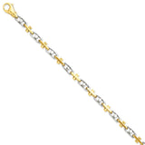 14K Two-tone 5.8mm Hand-polished Fancy Link Bracelet-WBC-LK210-9