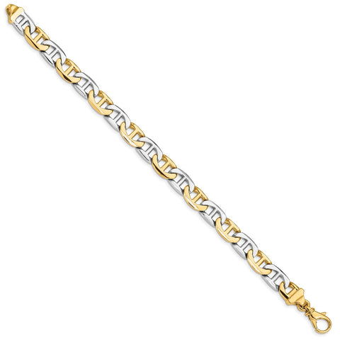 14K Two-tone 8mm Hand-polished Anchor Link Bracelet-WBC-LK213-8