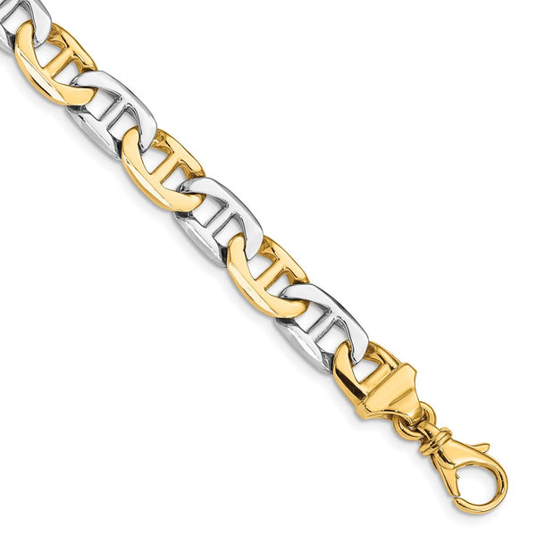 14K Two-tone 8mm Hand-polished Anchor Link Bracelet-WBC-LK213-8