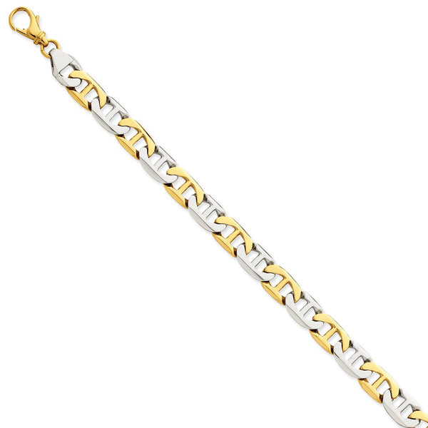 14K Two-tone 8mm Hand-polished Anchor Link Bracelet-WBC-LK213-9