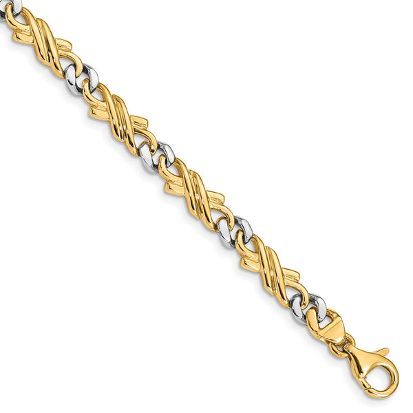 14k Two-tone 6mm Hand-Polished Fancy Link Chain-WBC-LK223-7