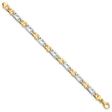 14K Two-tone 6mm Hand-polished Fancy Link Bracelet-WBC-LK225-7