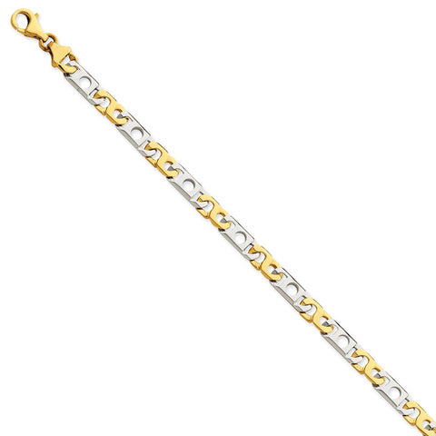 14K Two-tone 6mm Hand-polished Fancy Link Bracelet-WBC-LK225-8