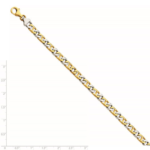 14K Two-tone 5.6mm Hand-Polished Fancy Link Bracelet-WBC-LK259-8