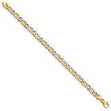 14K Two-tone 5.6mm Hand-Polished Fancy Link Bracelet-WBC-LK259-7