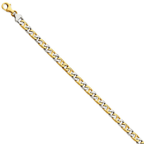 14K Two-tone 5.6mm Hand-Polished Fancy Link Bracelet-WBC-LK259-8