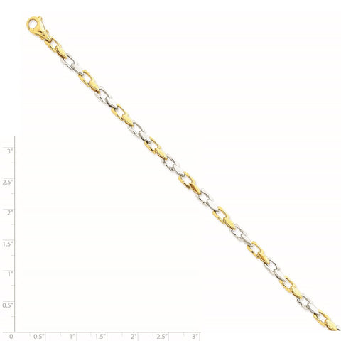 14k Two-tone 4.5mm Hand-polished Fancy Link Bracelet-WBC-LK305A-8