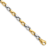 14k Two-tone 4.5mm Hand-polished Fancy Link Bracelet-WBC-LK305A-7