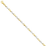 14k Two-tone 4.5mm Hand-polished Fancy Link Bracelet-WBC-LK305A-8