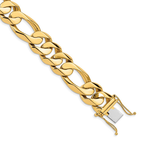 14k 15.7mm Fancy Heavy Figaro Link Bracelet-WBC-LK322-8.25