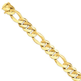 14k 15.7mm Fancy Heavy Figaro Link Bracelet-WBC-LK322-9