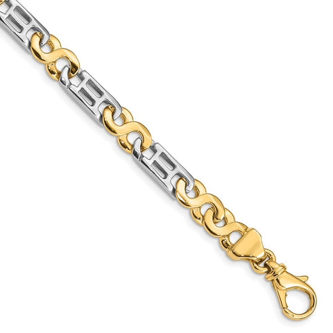 14K Two-Tone 6.9mm Hand-Polished Fancy Link Bracelet-WBC-LK327-8