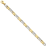 14K Two-Tone 6.9mm Hand-Polished Fancy Link Bracelet-WBC-LK327-9