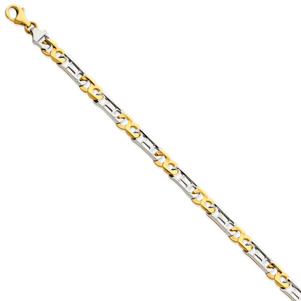 14K Two-Tone 6.9mm Hand-Polished Fancy Link Bracelet-WBC-LK327-9