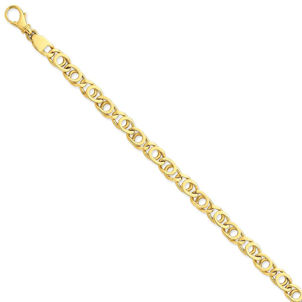 14K 7mm Polished Fancy Link Bracelet-WBC-LK405-9