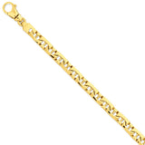 14K 8.5mm Hand-polished Fancy Link Bracelet-WBC-LK409-9