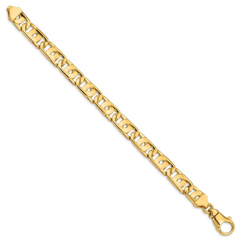 14k 10mm Hand-polished Fancy Link Bracelet-WBC-LK410-8.5