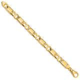 14k 10.4mm Hand-polished Fancy Link Bracelet-WBC-LK412-8.5