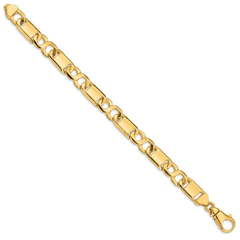 14k 10.4mm Hand-polished Fancy Link Bracelet-WBC-LK412-8.5