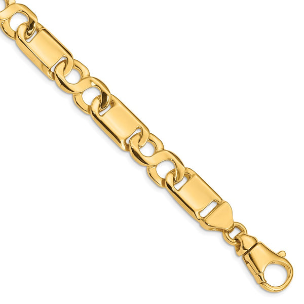 14k 10.4mm Hand-polished Fancy Link Bracelet-WBC-LK412-8.5