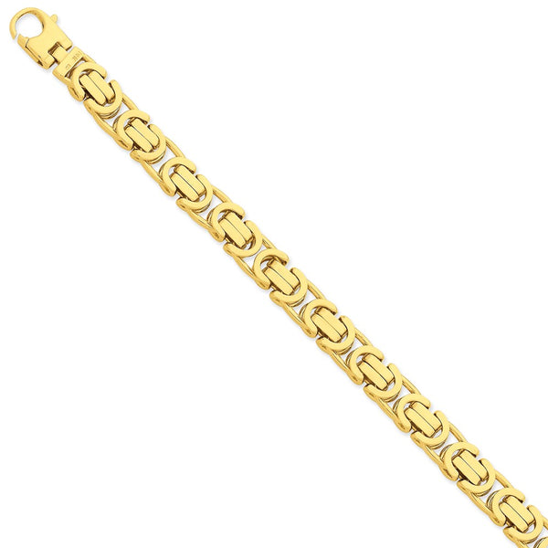 14k 10.1mm Hand-polished Fancy Link Bracelet-WBC-LK415-9