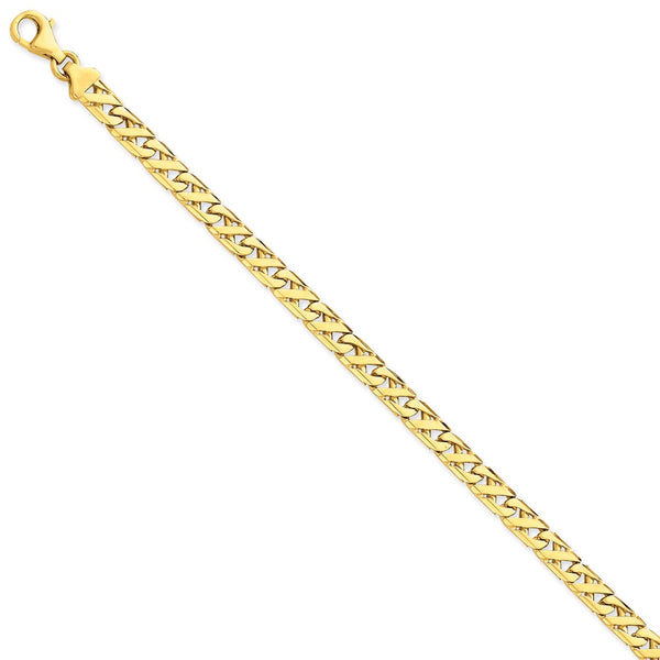 14K 6.1mm Hand-polished Fancy Link Bracelet-WBC-LK416-9