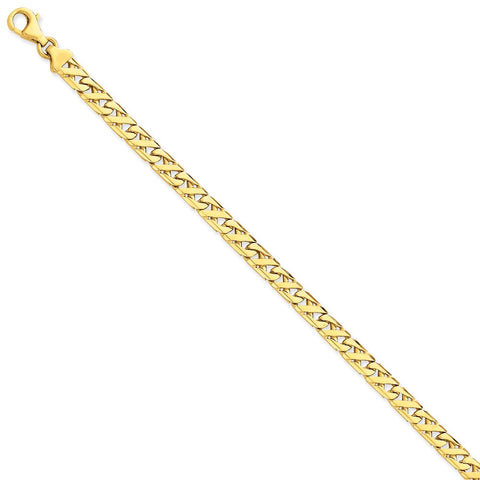 14K 6.1mm Hand-polished Fancy Link Bracelet-WBC-LK416-9