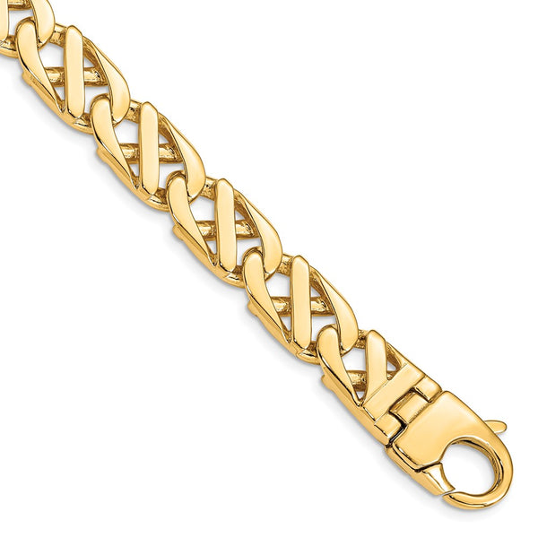 14K 10.2mm Hand-polished Fancy Link Bracelet-WBC-LK419-8.25