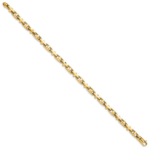 14k 5mm Hand-polished Fancy Link Bracelet-WBC-LK452-8.75