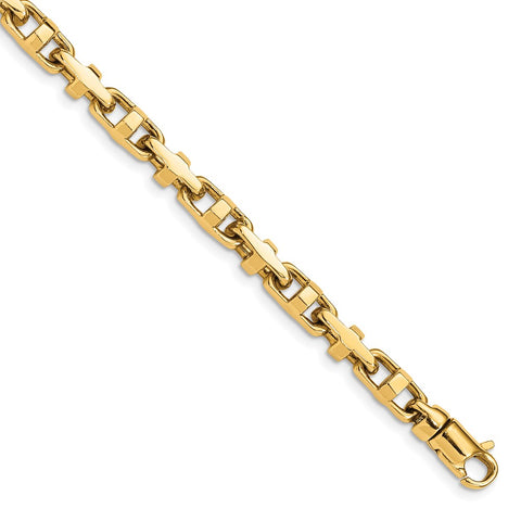 14k 5mm Hand-polished Fancy Link Bracelet-WBC-LK452-8.75