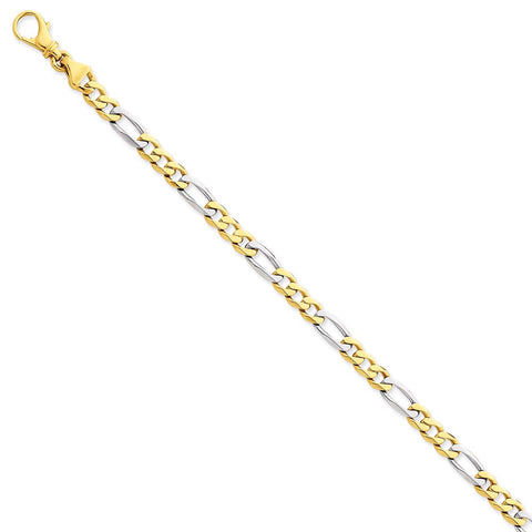 14k Two-tone 5.8mm Polished Fancy Link Bracelet-WBC-LK487-8