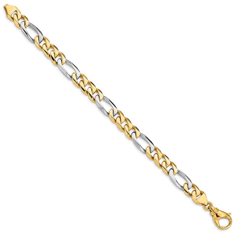 14k Two-tone 8.5mm Hand-polished Fancy Link Bracelet-WBC-LK490-8