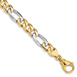 14k Two-tone 8.5mm Hand-polished Fancy Link Bracelet-WBC-LK490-8