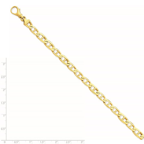 14K 6.5mm Hand-polished Fancy Link Bracelet-WBC-LK500-8.25