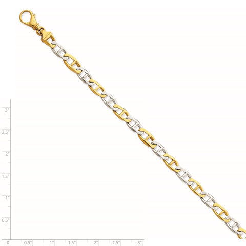 14K Two-tone 6.5mm Hand-polished Fancy Link Bracelet-WBC-LK504-8.25