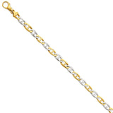 14K Two-tone 6.5mm Hand-polished Fancy Link Bracelet-WBC-LK504-8.25