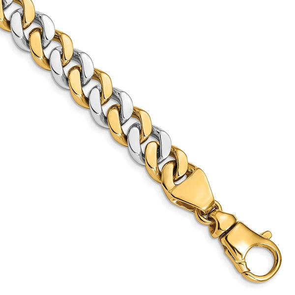 14k Two-tone 10mm Polished Fancy Link Bracelet-WBC-LK514-8.5