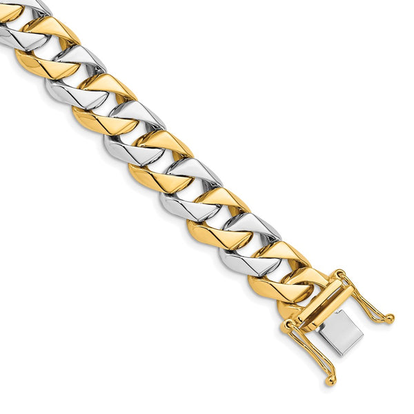 14K Two-tone 11.2mm Hand-polished Fancy Link Bracelet-WBC-LK520-8.5