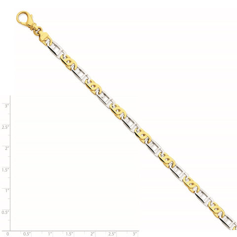 14K Two-tone 5.5mm Polished Fancy Link Bracelet-WBC-LK522-8.5