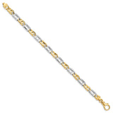 14K Two-tone 5.5mm Polished Fancy Link Bracelet-WBC-LK522-7.5