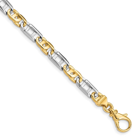 14K Two-tone 5.5mm Polished Fancy Link Bracelet-WBC-LK522-7.5