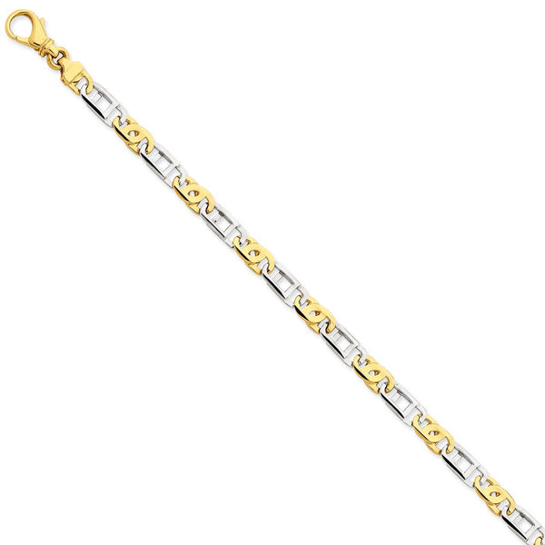 14K Two-tone 5.5mm Polished Fancy Link Bracelet-WBC-LK522-8.5