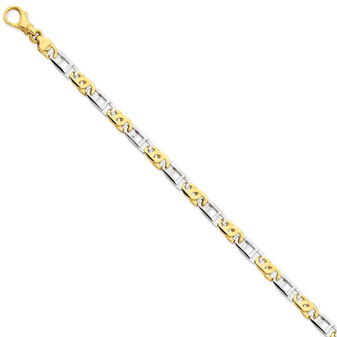 14K Two-tone 5.5mm Polished Fancy Link Bracelet-WBC-LK522-8.5