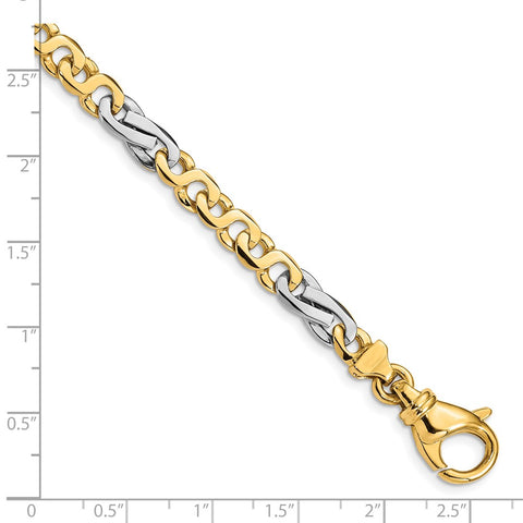 14K Two-tone 5.8mm Polished Fancy Link Bracelet-WBC-LK523-7