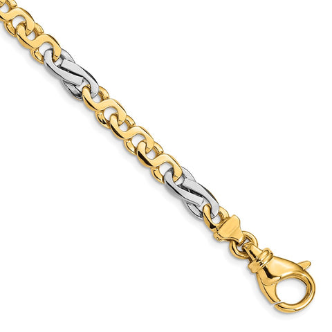 14K Two-tone 5.8mm Polished Fancy Link Bracelet-WBC-LK523-7