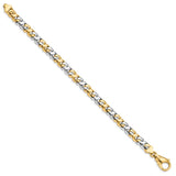 14K Two-tone 7.1mm Hand-polished Fancy Link Bracelet-WBC-LK527-8.25