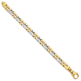 14K Two-tone 8.5mm Hand-polished Fancy Link Bracelet-WBC-LK530-8.5