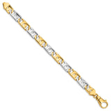 14k Two-tone 10mm Polished Fancy Link Bracelet-WBC-LK533-8.5