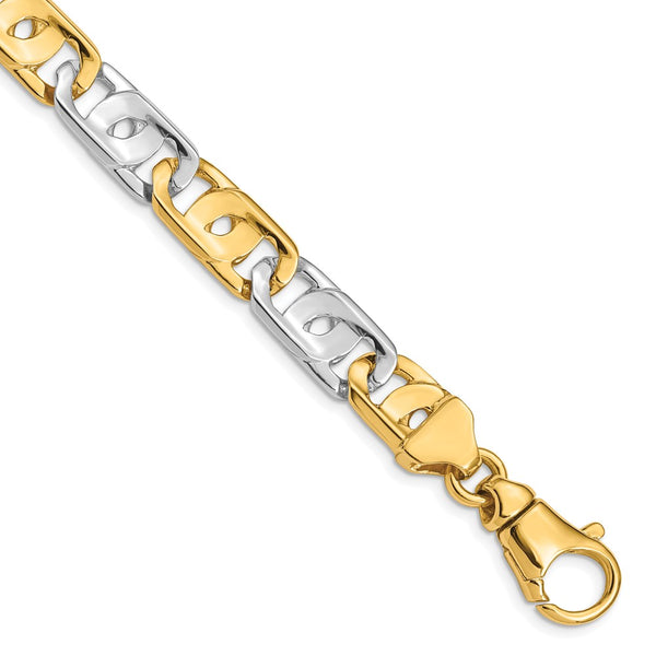 14k Two-tone 10mm Polished Fancy Link Bracelet-WBC-LK533-8.5